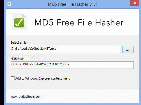 MD5 Free File Hasher