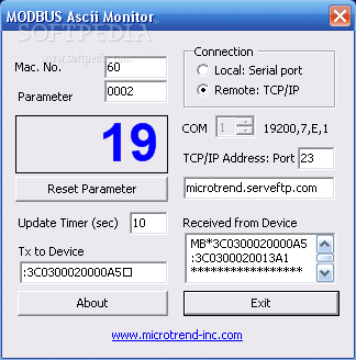 MODBUS Ascii device monitor