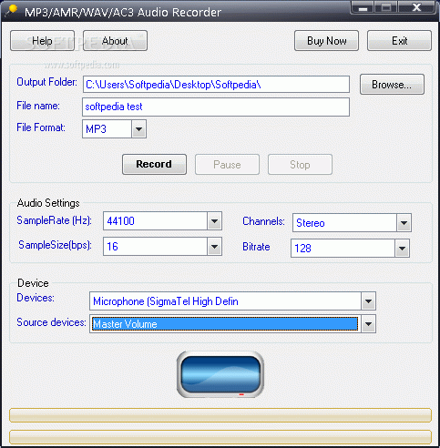 MP3 / AMR / WAV / AC3 Audio Recorder