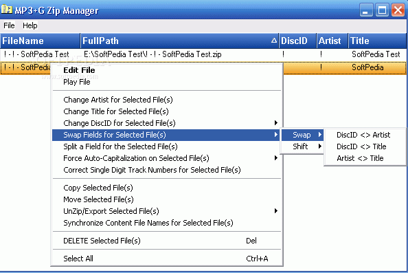 MP3+G Zip Manager