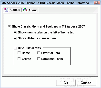 MS Access 2007 Ribbon to Old Classic Menu Toolbar Interface Software