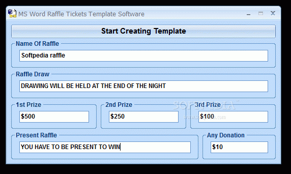 MS Word Raffle Tickets Template Software