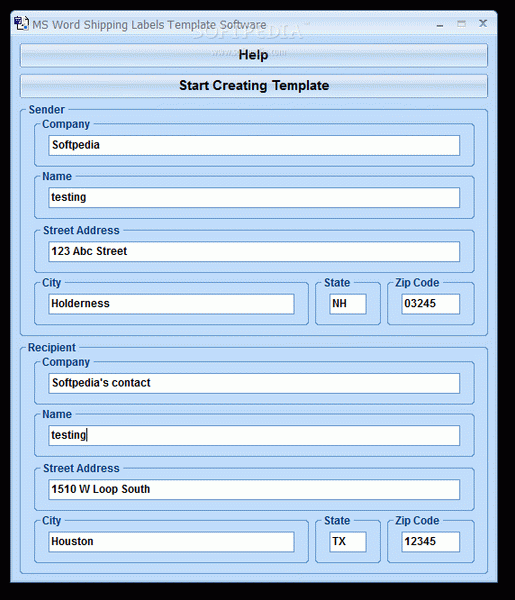 MS Word Shipping Labels Template Software