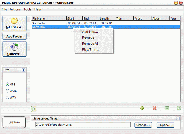 Magic RM RAM to MP3 Converter