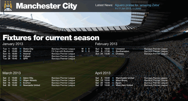 ManCityFixtures Screen Saver