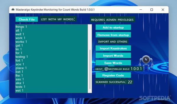 Masteralgo Keystroke Monitoring for Count Words