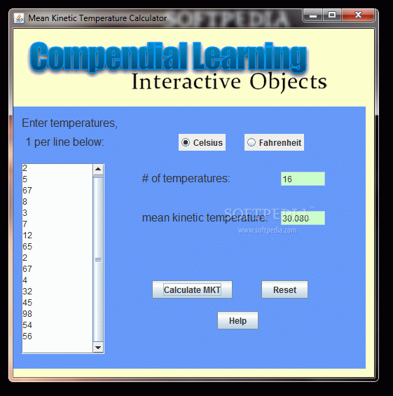 Mean Kinetic Temperature Calculator