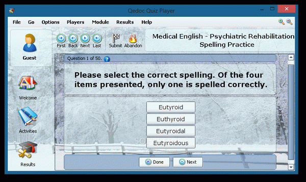 Medical English - Psychiatric Rehabilitation - Spelling Practice