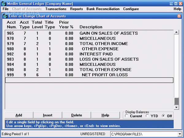 Medlin General Ledger 2007