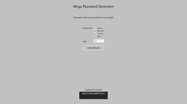 Mega Password Generator