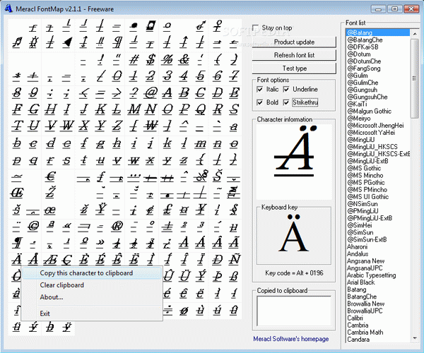 Meracl FontMap