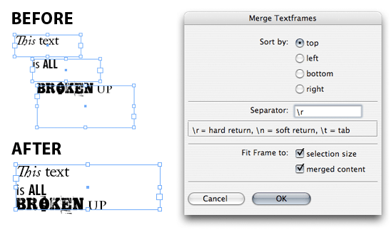 Merge TextFrames