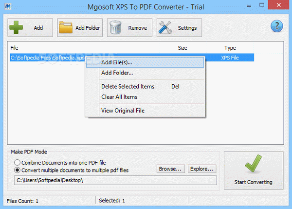 Mgosoft XPS To PDF Converter