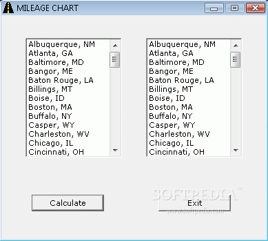 Mileage Chart