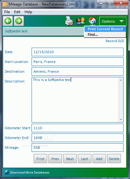 Mileage Database