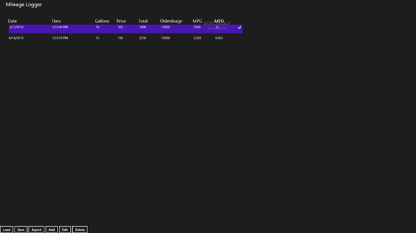 Mileage Logger