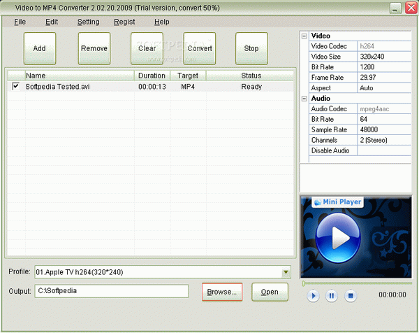 Mini Video to MP4 Converter