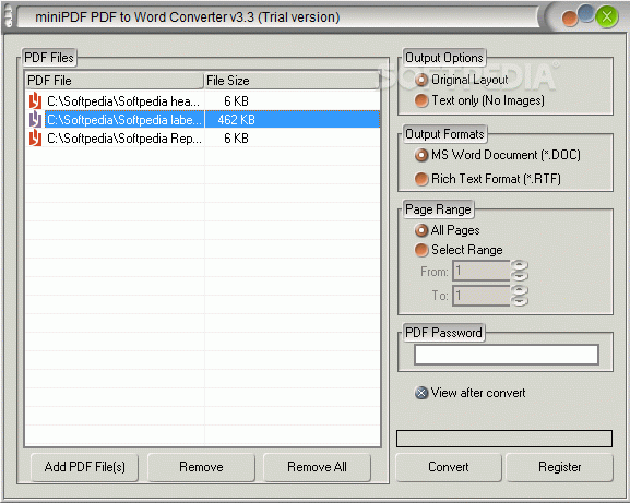 MiniPDF PDF To Word Converter