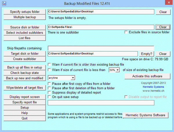 Backup Modified Files