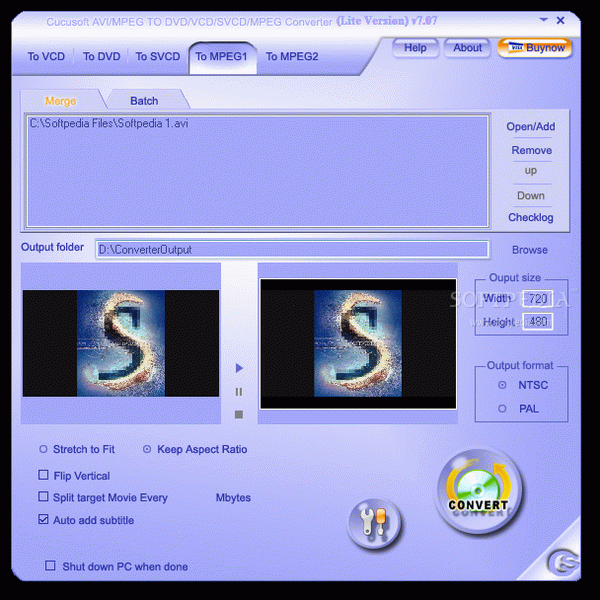 Cucusoft AVI / MPEG to DVD / VCD / SVCD / MPEG Converter Lite Version