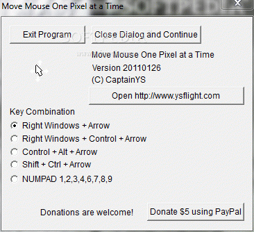 Move Mouse One Pixel at a Time with Key