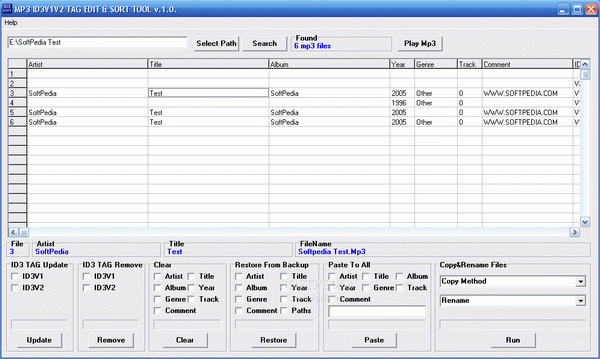 Mp3 ID3v1v2 Tag Edit & Sort Tool