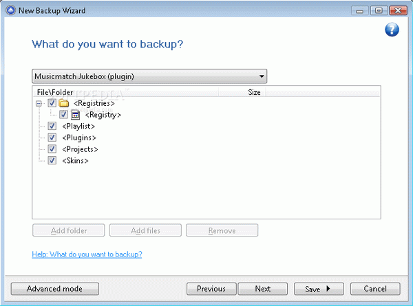 Musicmatch Jukebox Backup4all Plugin