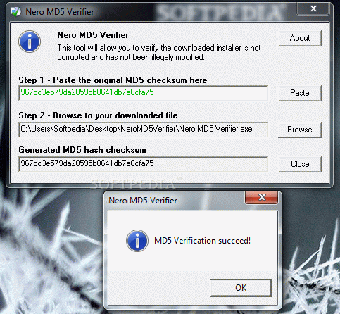 Nero MD5 Verifier