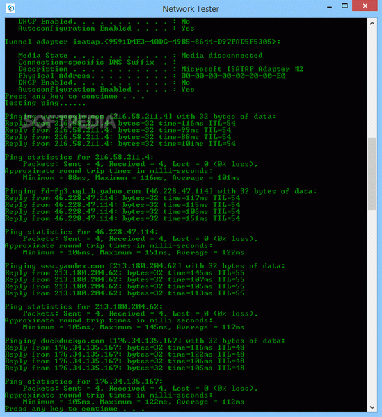 Network Tester and Configuration