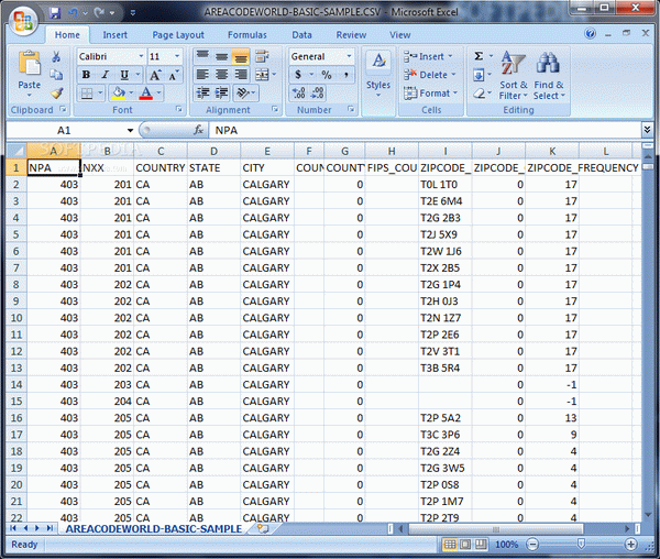 North American Area Code Database (Basic Edition)