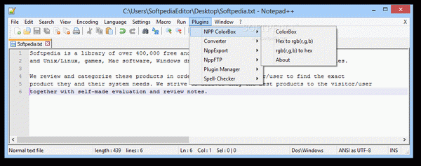 Notepad++ ColorBox