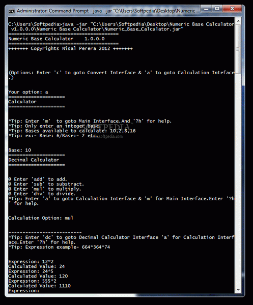 Numeric Base Calculator