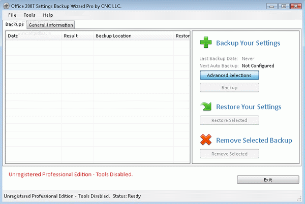 Office 2007 Settings Backup Wizard Pro