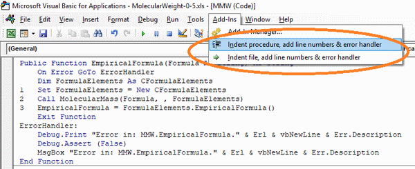 Office Programming Helper Indent VB Code