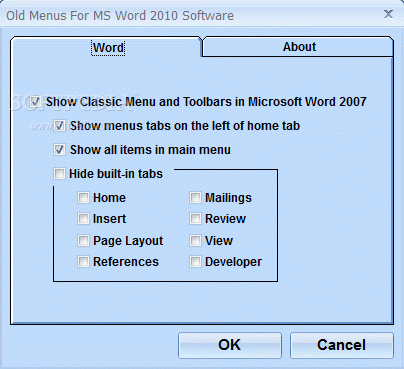 Old Menus For MS Word 2010 Software