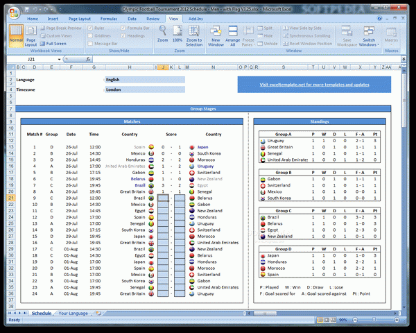 Olympic Football Tournament Schedule - Men