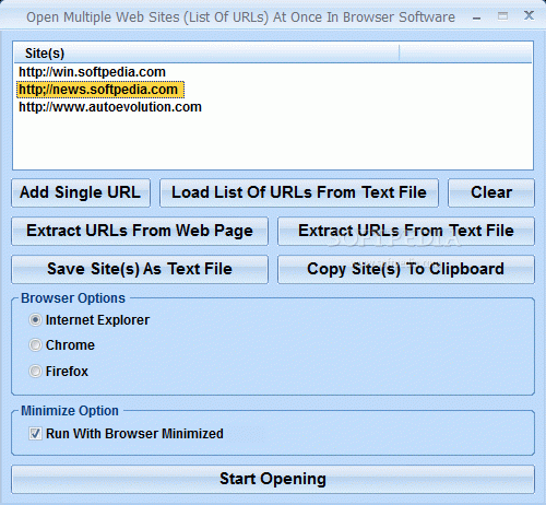 Open Multiple Web Sites (List Of URLs) At Once In Browser Software