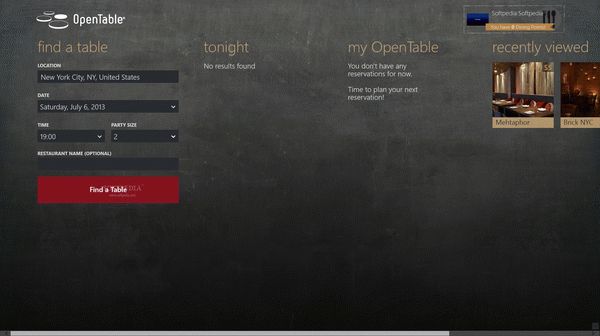 OpenTable for Windows 8