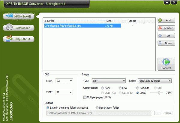 OpooSoft XPS To IMAGE Converter