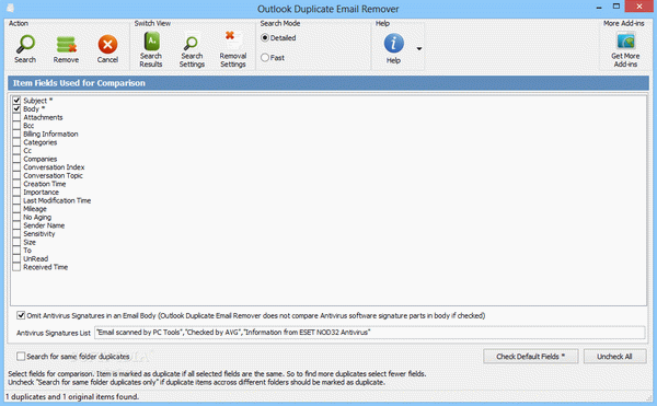 Outlook Duplicate Email Remover