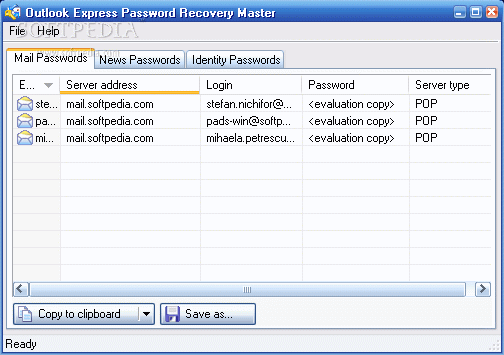 Outlook Express Password Recovery Master