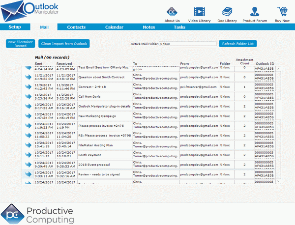 Outlook Manipulator Plug-in for FileMaker