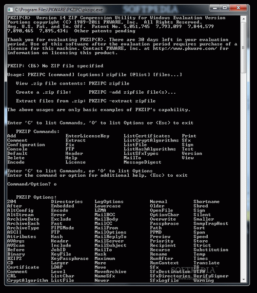 PKZIP Command Line