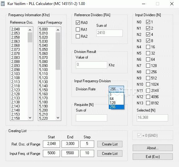 PLL Calculator (MC 145151-2)
