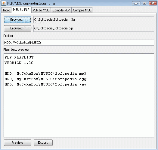 PLP/M3U converter&compiler