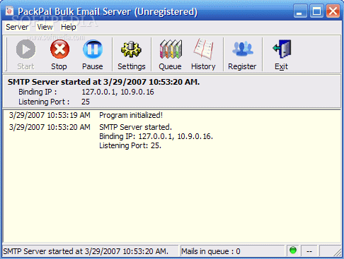 PackPal Bulk Email Server