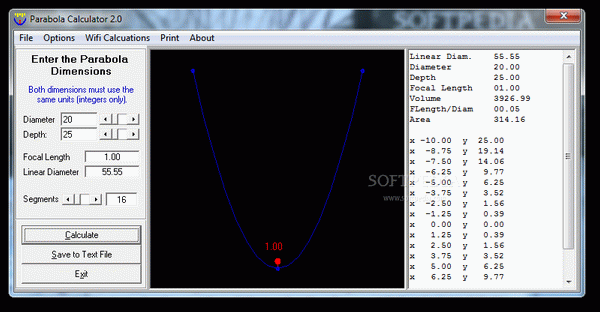 Parabola Calculator