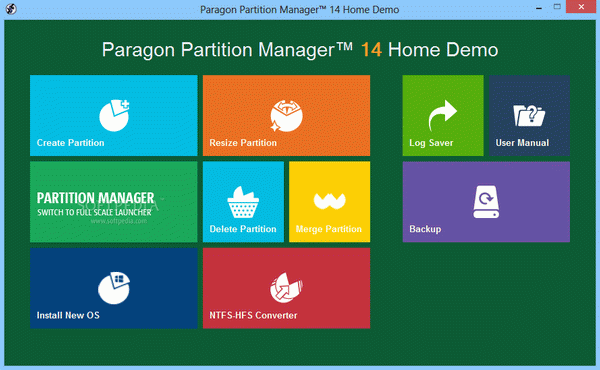 Paragon Partition Manager Home