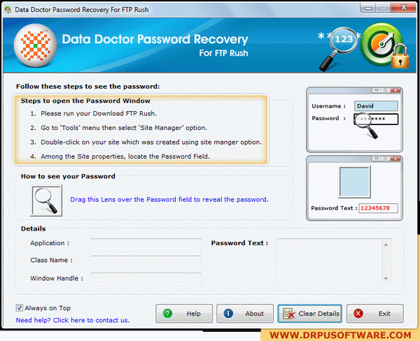 Password Recovery Software For FTP Rush