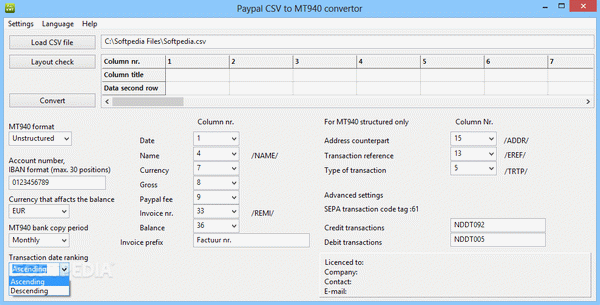 Paypal CSV to MT940 convertor